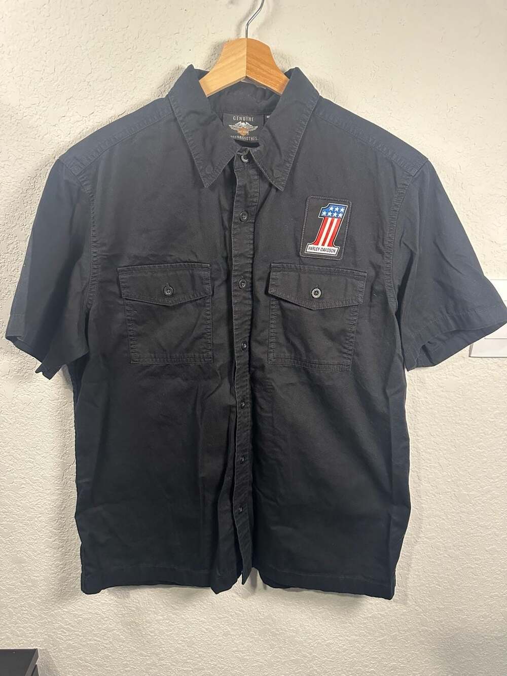 Harley-Davidson Genuine Motorclothes #1 Patch Short Sleeve Shirt Size L